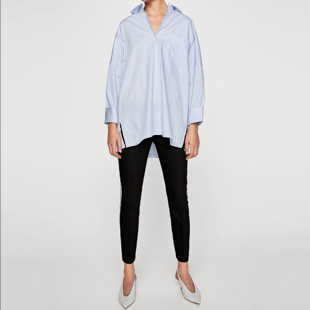 Zara Oversized Pinstripe Top